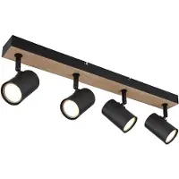 Globo Lighting Deckenleuchte, Spotstrahler, Metall, Holzoptik, L 55,5 cm