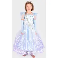 Den Goda Fen Kostüm Eisprinzessin Kleid mit Zopf 98-104 cm, 98-104