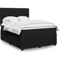 vidaXL Boxspringbett mit Matratze Schwarz 140x200 cm Samt