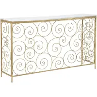 Mauro Ferretti Konsolentisch aus goldenem Metall mit Marmorplatte, 140 x 36 x 82 cm | Gr.: onesize