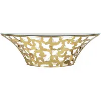 Mauro Ferretti Wandkonsole "Schmetterlinge" in Gold – Halbrunde Konsole aus goldfarbenem Metall mit Glas und Schmetterlingen, 120 x 40,5 x 37,2 cm – Glamouröser Stil