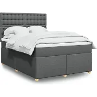 vidaXL Boxspringbett mit Matratze Dunkelgrau 160x200 cm Stoff