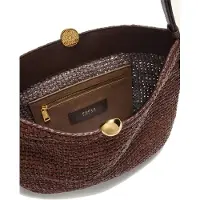 Furla Damen-Umhängetasche, Modell Tabru, aus Stroh und Leder, Farbe Schokolade, Artikelnummer D223, Größe: 37x25x8 cm, Artikelnummer: 2460S