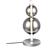Näve Tischleuchten - LED Tischleuchte "NOVA" chrom, Tischlampe im Design Style, aus Metall und Glas in chrome, 44 cm hoch, Ø 18 cm, inkl. LED – dimmbar – Schiebeschalter