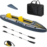 Rebel Aufblasbares Zweier-Kajak 350 cm Paddel Luftpumpe Tasche Ponton