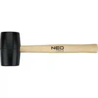 Neo Tools Gummihammer, schwarze Gummiummantelung, mit einem hellen Holzgriff 50 mm/340 g