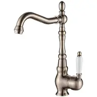 Laveo Design Spültischtischarmatur stehend mit L-Auslauf Antikes Messing