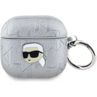 Karl Lagerfeld Schutzhülle für AirPods 4, Monogram Karl Head, Silbern