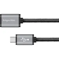 Krüger&Matz USB-zu-Micro-USB-Buchse-zu-Stecker-Kabel 1m Verlängerungskabel
