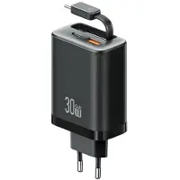 Usams Xiang Serie Cc296 30W 1Xusb-C 1Xusb-A Ladegerät + Usb-C Kabel Schwarz