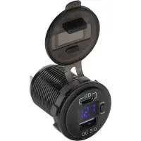 Peiying Autoladegerät USB - USB C mit Quick Charge Power Delivery und Spannungsmesser 48W