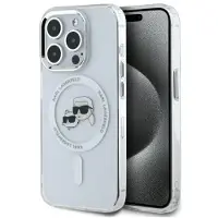 Karl Lagerfeld IML K&CH Heads Metal Frame MagSafe Case for iPhone 15 Pro Max Transparent