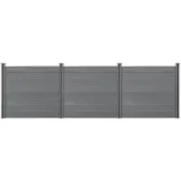 Helloshop26 Set mit 24 Sichtschutz-Gartenzaun mit 4 Pfosten, WPC-Composite-Holzbrettern 165x466cm