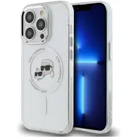Karl Lagerfeld KLHMP14LHLSKCH iPhone 14 Pro 6,1" weiß/weiß Hardcase IML Metal Karl&Choupette Head MagSafe Schutzhülle