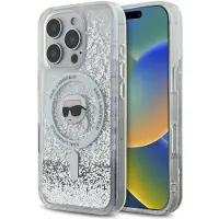 Karl Lagerfeld KLHMP16LLGKISGH iPhone 16 Pro 6.3" hardcase transparent Liquid Glitter Karl Head Mags