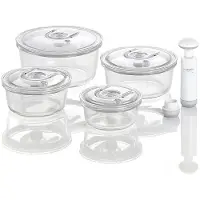 Caso Vakuumbehälter "1187 VacuBoxx", (Set, 5 tlg., VacuBoxx rund 4er Set-inkl. Adapter+Handpumpe)