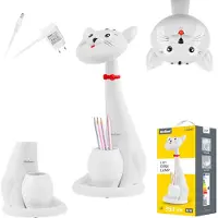 Rebel KOM1014.2 LED-Tischlampe mit Stifthalter, Katze