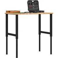 vidaXL Werkbank Hellbraun 100x60x(71,5-98) cm Massivholz Eiche