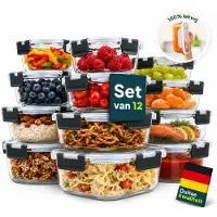 Uandu home Frischhaltedose aus Glas, 0,32 - 1,5 Liter, transparent, luftdicht, Set, 12-teilig