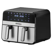Kraft & Dele | Heißluftfritteuse, 2 Kammern, 2500W, Airfryer, 6-in-1 Dual Zone Air fryer 9L, Heissluftfritteuse Doppelkammer mit Sichtfenster, energiesparend, Kompaktfriteuse