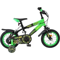 Volare Strike Kinderfahrrad - Jungen - 12 Zoll - Schwarz/Grün - Zwei Handbremsen