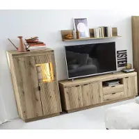 Freiraum Wohnwand >Delamar< (3-teilig) in Evoke Eiche Nachbildung - 266x165x40 (BxHxT)