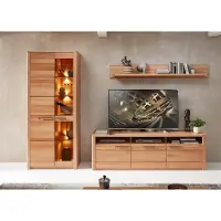 Freiraum Wohnwand >Nature One< 3-teilig, mit LED, in Kernbuche teimassiv - 310x203x45cm (B/H/T)