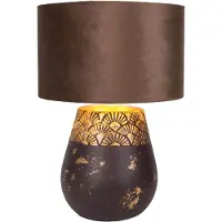 Näve Tischleuchten - Tischleuchte tabak "BRONCO" D: 26 cm, Tischlampe im Natural Style, aus Keramik in tabak, 39 cm hoch, Ø 26 cm, E27-Fassung – Schnurschalter