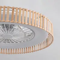 LumenXL Deckenventilator Cakir mit Sterneffekt und anpassbarer Farbtemperatur – hellbrauner Bambusschirm