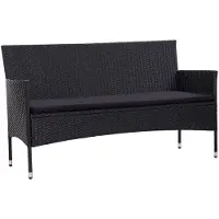 vidaXL 3-Sitzer-Gartensofa mit Auflagen Schwarz Poly Rattan