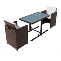 vidaXL 3-tlg. Bistro-Set mit Kissen Poly Rattan Braun