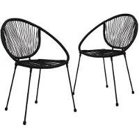 vidaXL Gartenstühle 2 Stk. PVC Rattan Schwarz