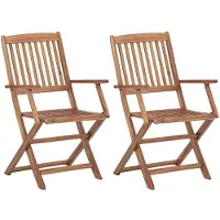 vidaXL Klappbare Gartenstühle 2 Stk. mit Kissen Massivholz Akazie