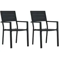 vidaXL Gartenstühle 2 Stk. Schwarz HDPE Holz-Optik