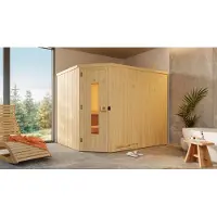 Weka Sauna "Element-Ecksauna VARBERG 4" vorgefertigte Elemente, isolierte Holztür