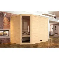 Weka Design-Sauna KEMI Eck 2 GT, Edelstahlset + Konzentrat, OS 9.0 x B x T x H x 245 x 195 x 200