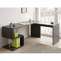 Dmora Schreibtisch Dmassaro, Eckschreibtisch mit PC-Halterung, Mehrzweck-Bürotisch, platzsparender Schreibtisch mit mehreren Positionen, 100 % Italy, cm 160x60h78, Slate