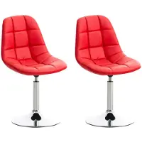 CLP 2er Set Loungesessel Emil mit Sitz aus Kunstleder in gestepptem Design rot