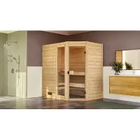 Weka Sauna "Massivholzsauna VALIDA Eck 1" Blockbohlen, Fensterelement, moderne Glastür