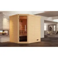 Weka Design-Sauna KEMI Eck GT, Edelstahlset + Konzentrat, BioS 4,5 x B x T x H x 195 x 145 x 200