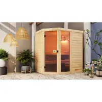 Weka Massivholz-Elementsauna 38 mm LAUKKALA 2 GTF Saunaleuchten-Set, Kompakt 5,4 x B x T x H x 195 x 145 x 200