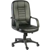 Dmora Bürostuhl Dmelar, Chefsessel mit Armlehnen, Ergonomischer Bürostuhl, Schwarz, 56x59h104/114 cm