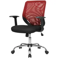 Dmora Bürostuhl Daaro, Mesh Chefsessel mit Armlehnen, Ergonomischer Bürositz, 60x54h90/98 cm, Schwarz und Rot
