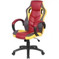 Dmora Gaming-Stühl Darlanc, Gaming-Sessel für Erwachsene, Schreibtischstuhl, 66x61h104/114 cm, Rot und Gelb