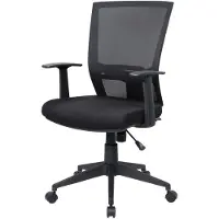 Dmora Bürostuhl Dlom, Mesh Chefsessel mit Armlehnen, Ergonomischer Bürositz, 59x64h96/106 cm, Schwarz