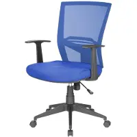 Dmora Bürostuhl Dlom, Mesh Chefsessel mit Armlehnen, Ergonomischer Bürositz, 59x64h96/106 cm, Blau