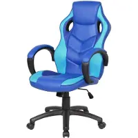 Dmora Gaming-Stühl Darlanc, Gaming-Sessel für Erwachsene, Schreibtischstuhl, 66x61h104/114 cm, Blau und Himmelblau