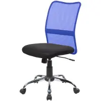 Dmora Bürostuhl Dana, Mesh-Arbeitsstuhl, ergonomischer Bürositz, 57x46h90/100 cm, Schwarz und Blau