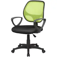 Dmora Bürostuhl Ddjidj, Mesh-Arbeitsstuhl mit Armlehnen, Ergonomischer Bürositz, 56x57h88/100 cm, Schwarz und Grün