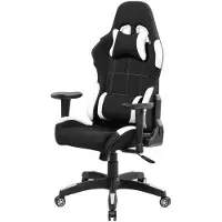 Dmora Gaming-Stühl Daren, Gaming-Sessel für Erwachsene, Schreibtischstuhl, 57x72h124/134 cm, Schwarz und Weiß